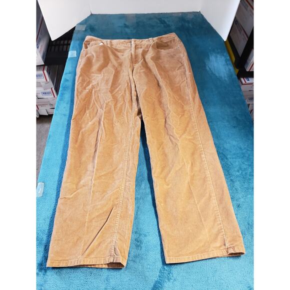 Talbots Jeans Size 14 Women Beige Stretch Pants Velvet Ladies Mid Rise Straight - Picture 1 of 11